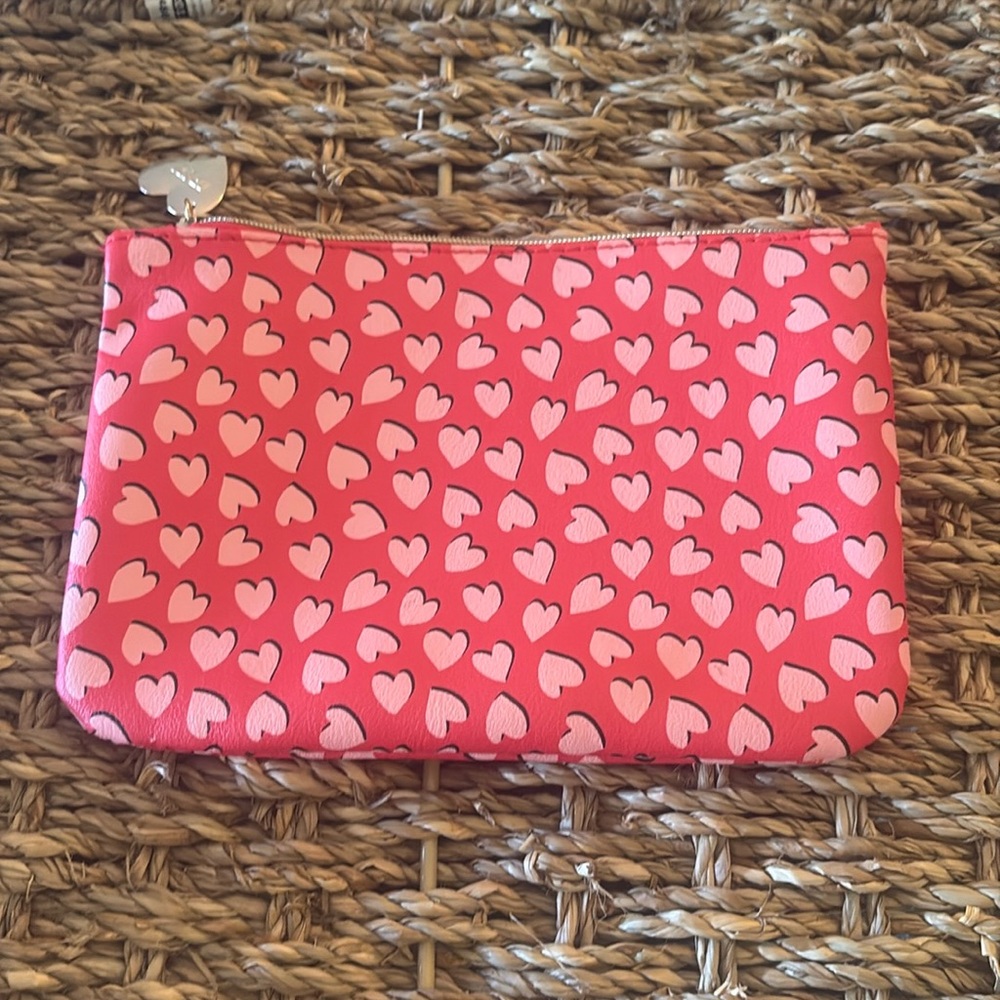 IPSY Makeup Bag 
- Pink Hearts + Gold Zipper